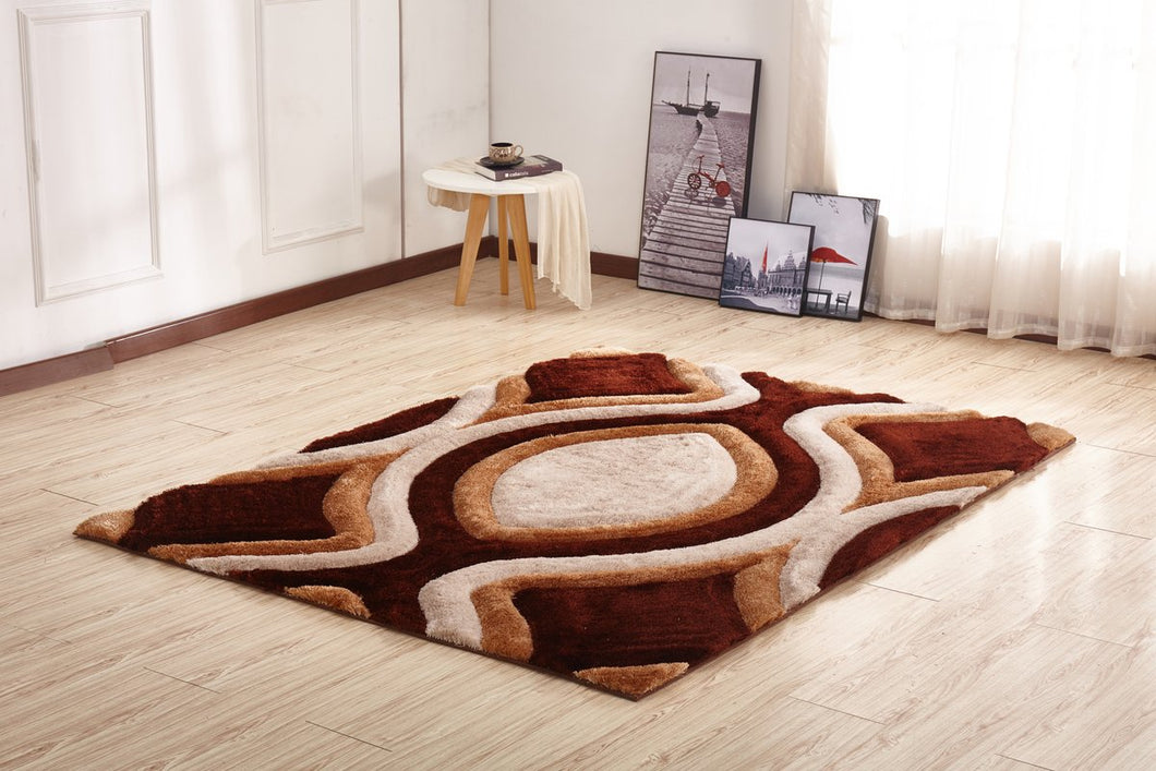 CSR2061-5X7 - Crown Shag 3D Brown/Ivory Area Rug