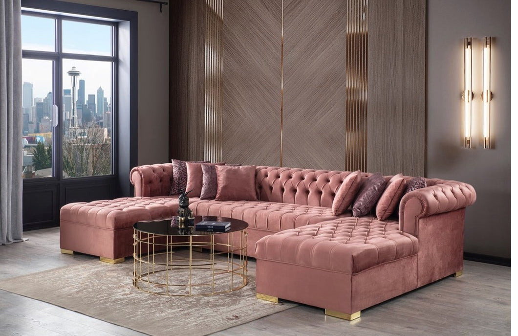 Lauren Velvet Double Chaise Sectional