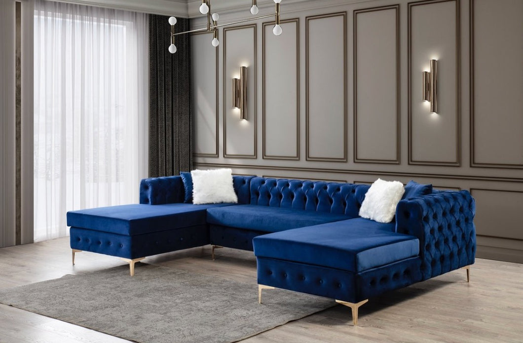 Lydia Velvet Double Chaise Sectional