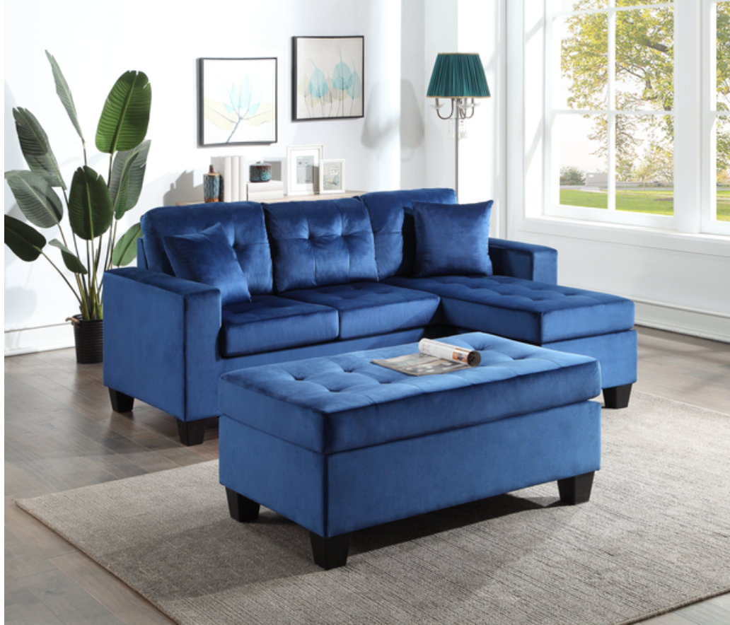 Naomi Blue - Sectional & Ottoman