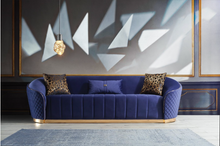 Load image into Gallery viewer, Aster Blue Velvet Sofa &amp; Loveseat
