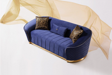 Load image into Gallery viewer, Aster Blue Velvet Sofa &amp; Loveseat
